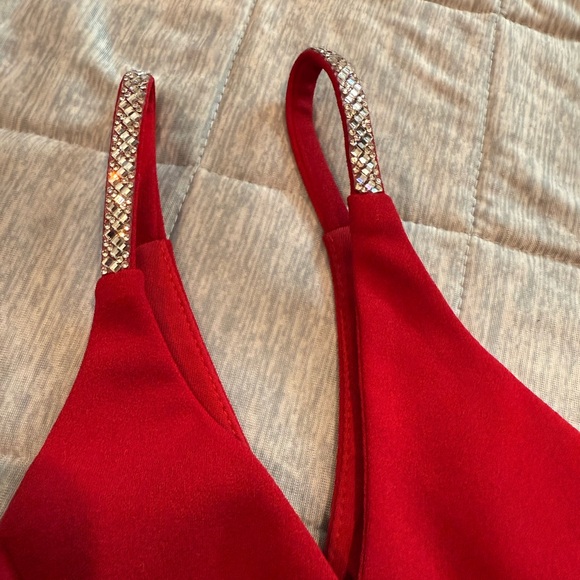 Lulus Glam Essence Red Rhinestone Cutout Mini Bodycon Dress - Size XL - Picture 3 of 4